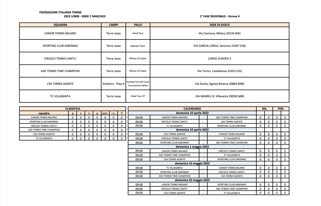 calendario serie c 2022